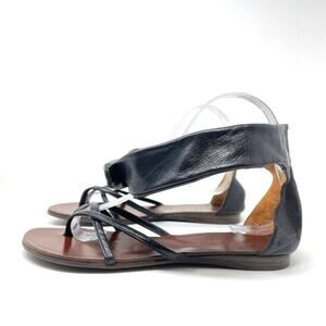 Chie Mihara | Black Strappy Sandals Leather Ankle Strap 6.5 new!